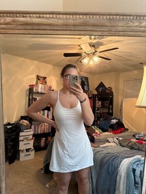 Women’s White Spaghetti-Strap Athletic Mini Dress - Classic Slip Style